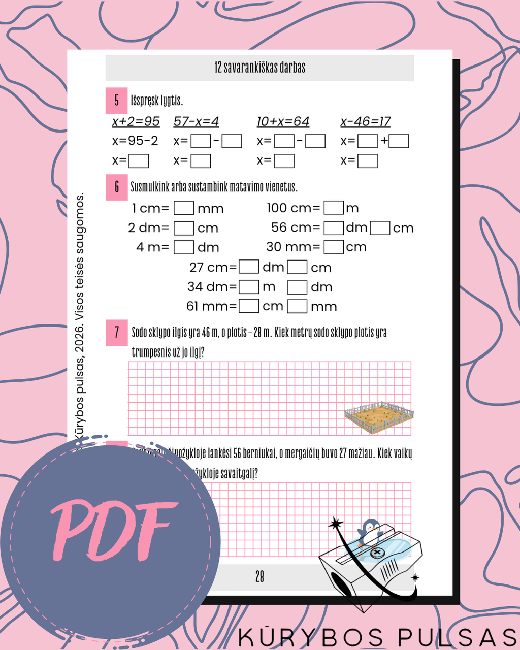 Savarankiško darbo užduotys 1–4 klasėms – rinkinys (PDF)
