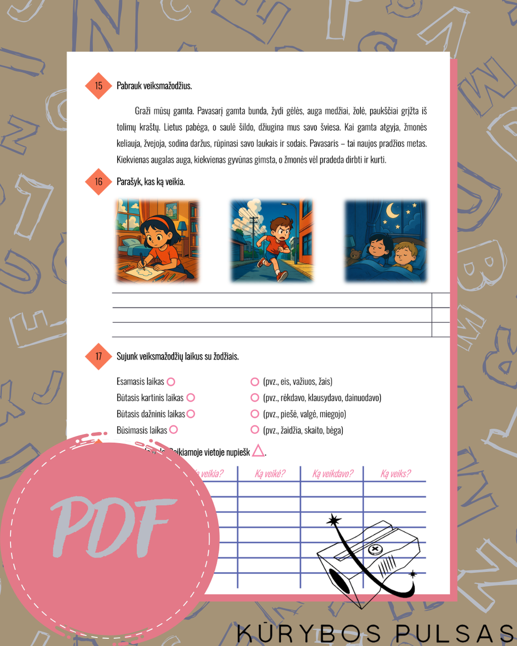 Lietuvių kalbos užduočių knyga 3 klasei (PDF)