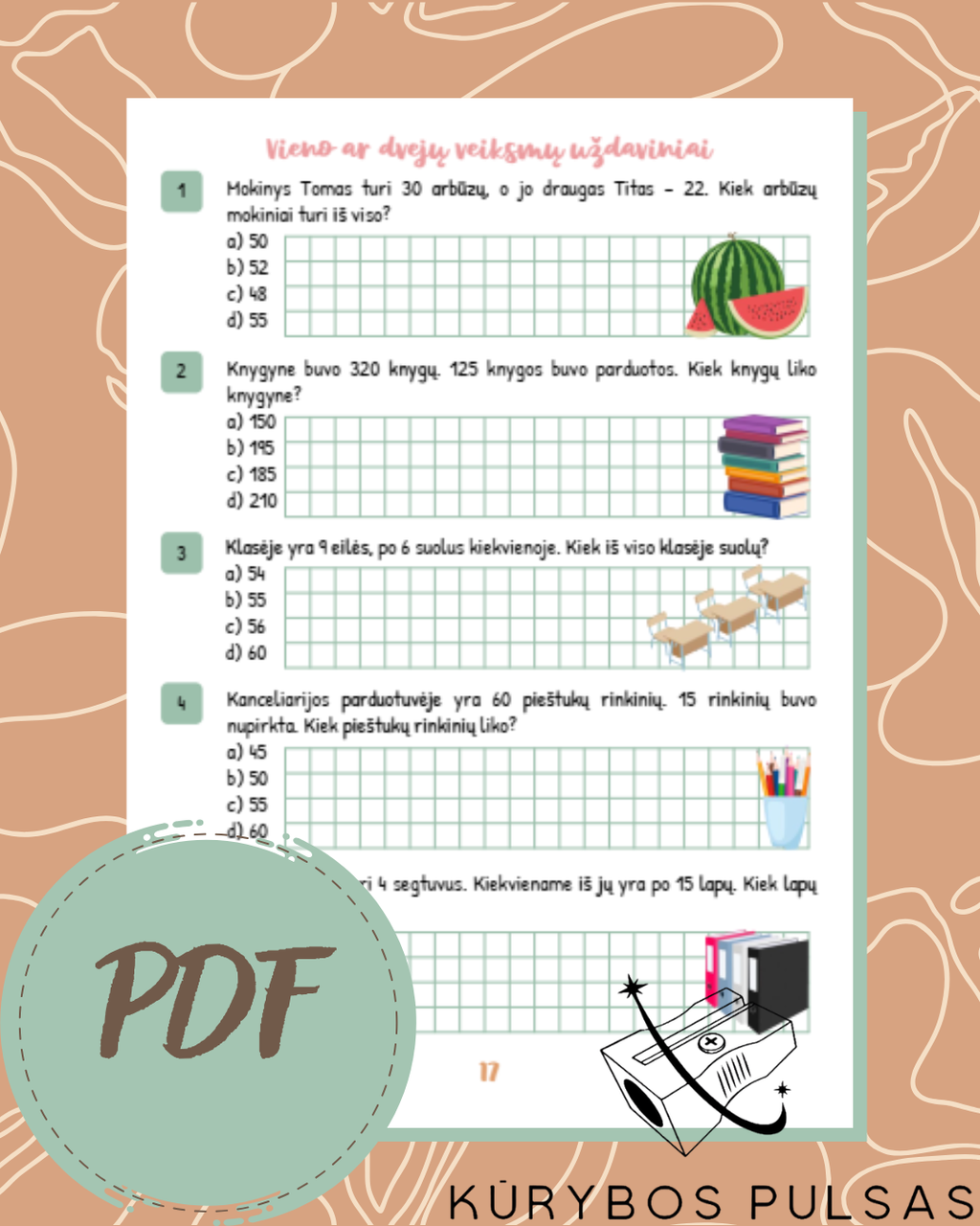 Knygelių „Skaičiai ir skaičiavimai“ 1–4 klasėms užduotys (PDF NEMOKAMAS)