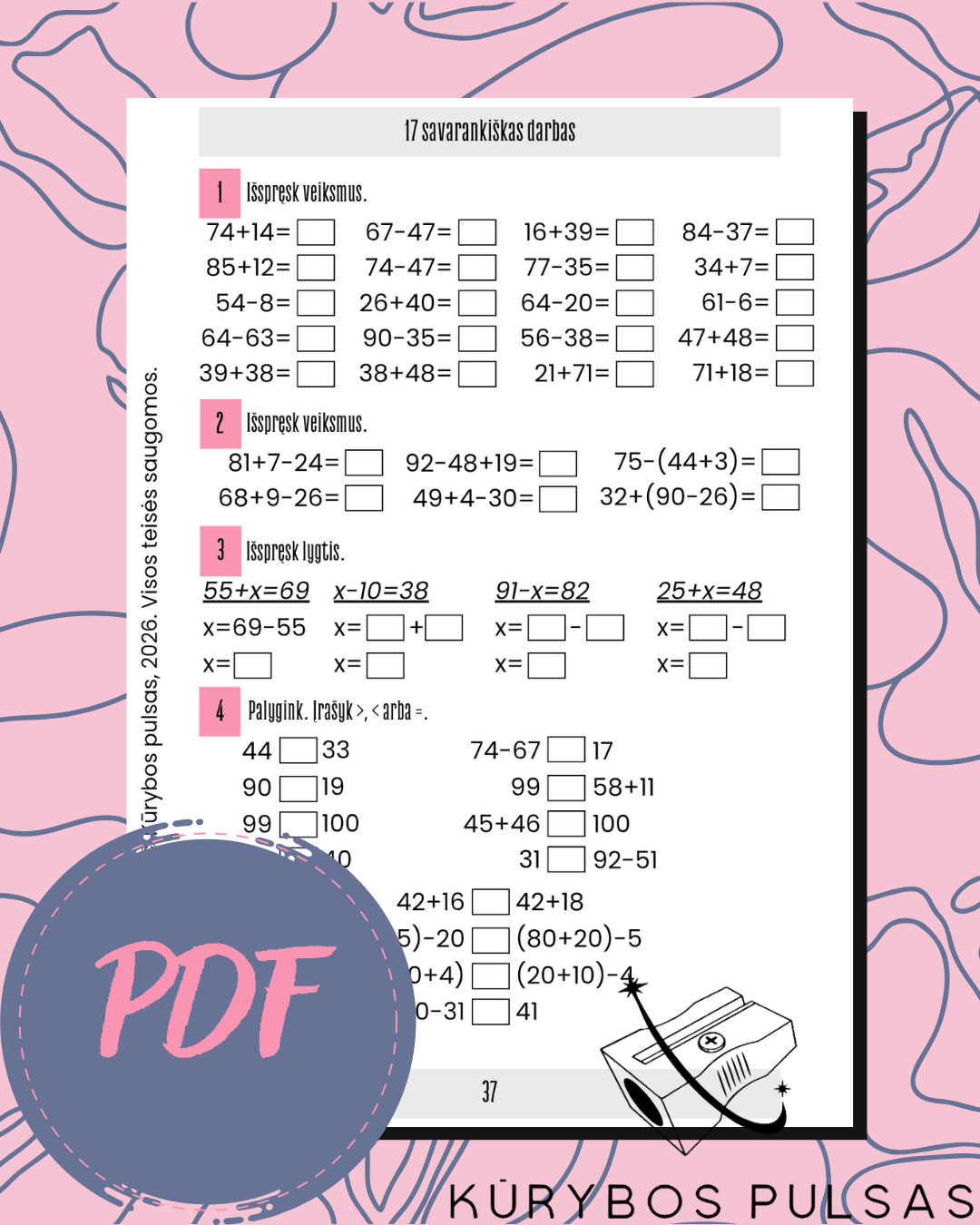 Savarankiško darbo užduotys 1–4 klasėms – rinkinys (PDF)