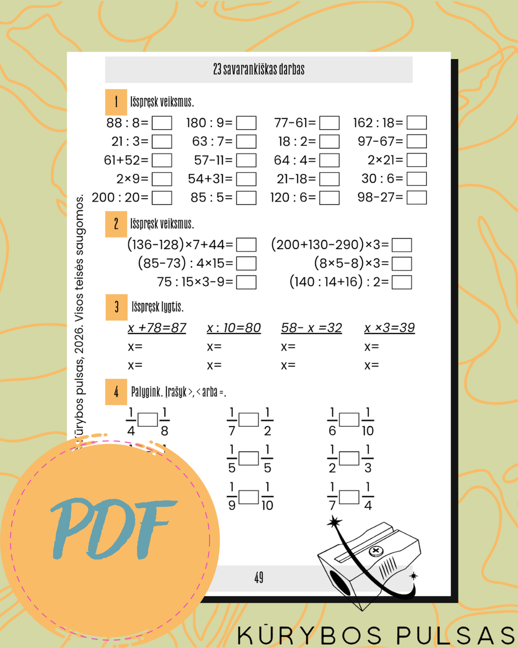 Savarankiško darbo užduotys 1–4 klasėms – rinkinys (PDF)