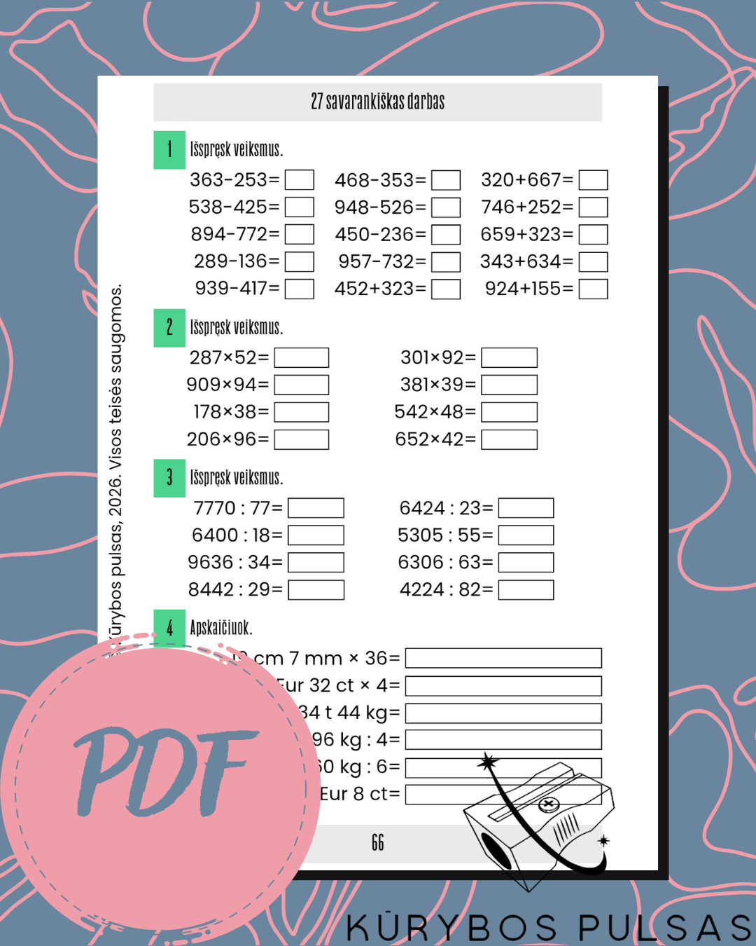 Savarankiško darbo užduotys 1–4 klasėms – rinkinys (PDF)