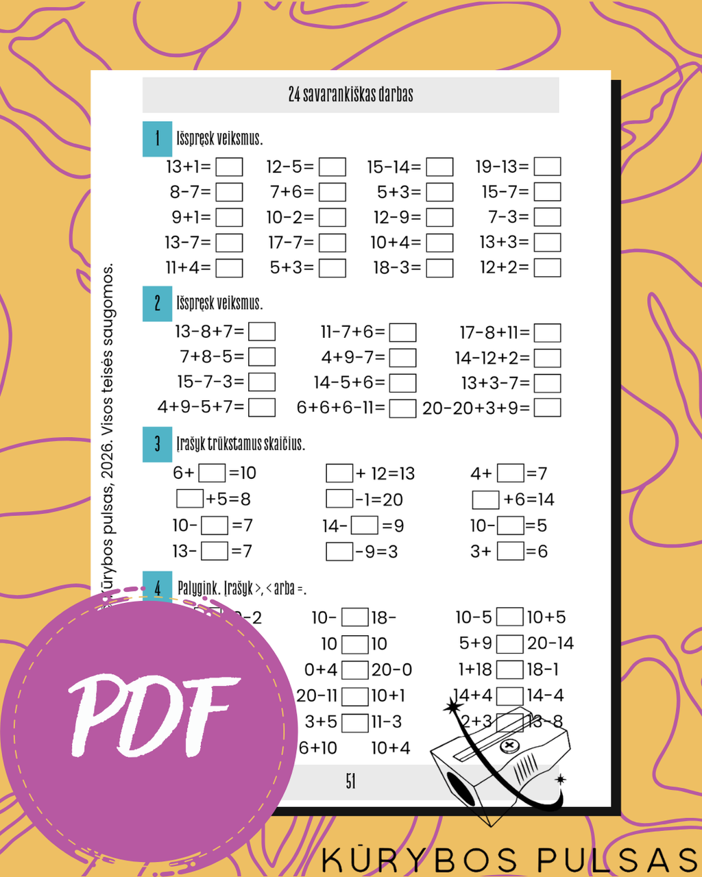 Savarankiško darbo užduotys 1–4 klasėms – rinkinys (PDF)