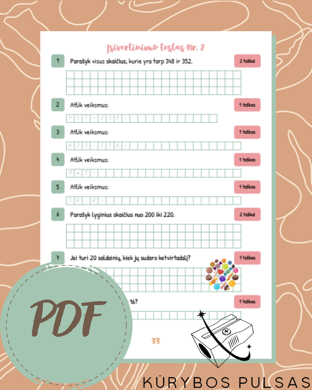 Knygelė „Skaičiai ir skaičiavimai“ 2 klasei (PDF)