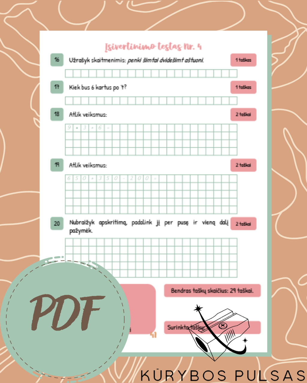 Knygelių „Skaičiai ir skaičiavimai“ 1–4 klasėms užduotys (PDF NEMOKAMAS)