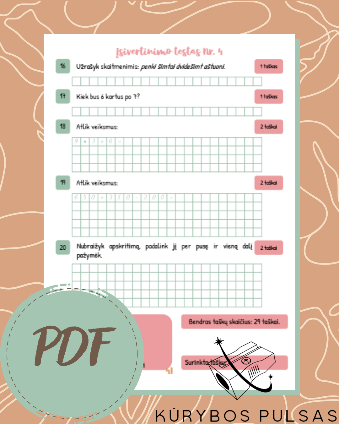 Knygelių „Skaičiai ir skaičiavimai“ 1–4 klasėms užduotys (PDF NEMOKAMAS)