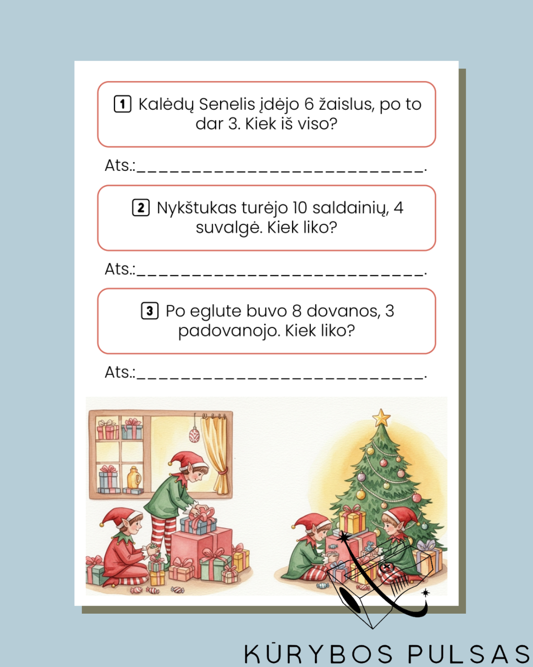 Knygelė „Kalėdinė matematikos kelionė su nykštukais“