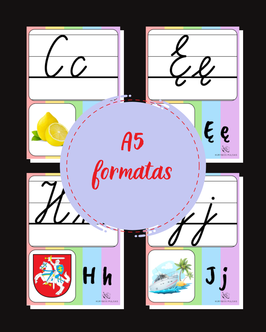 32 plakatų rinkinys „Abėcėlė“ (A4 / A5 / A6)