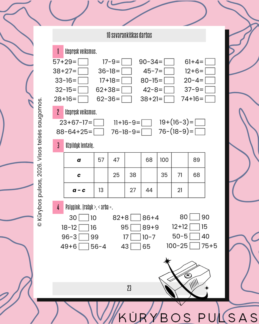 Savarankiško darbo užduotys 1–4 klasėms – RINKINYS (A5, spiralė)