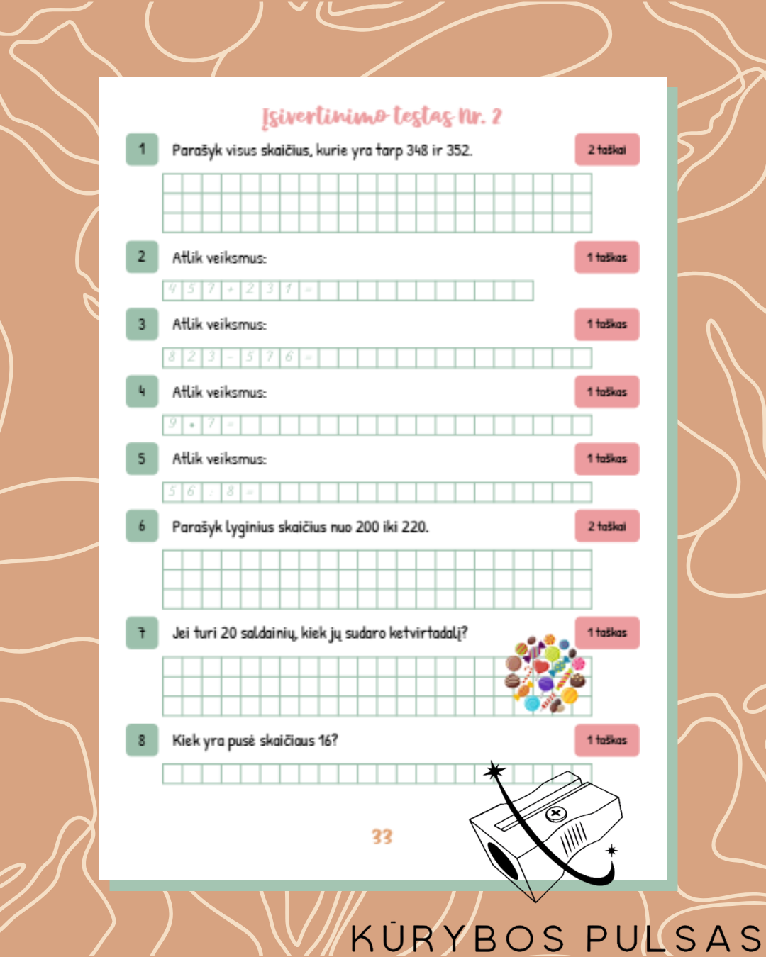 Knygelė „Skaičiai ir skaičiavimai“ 2 klasei