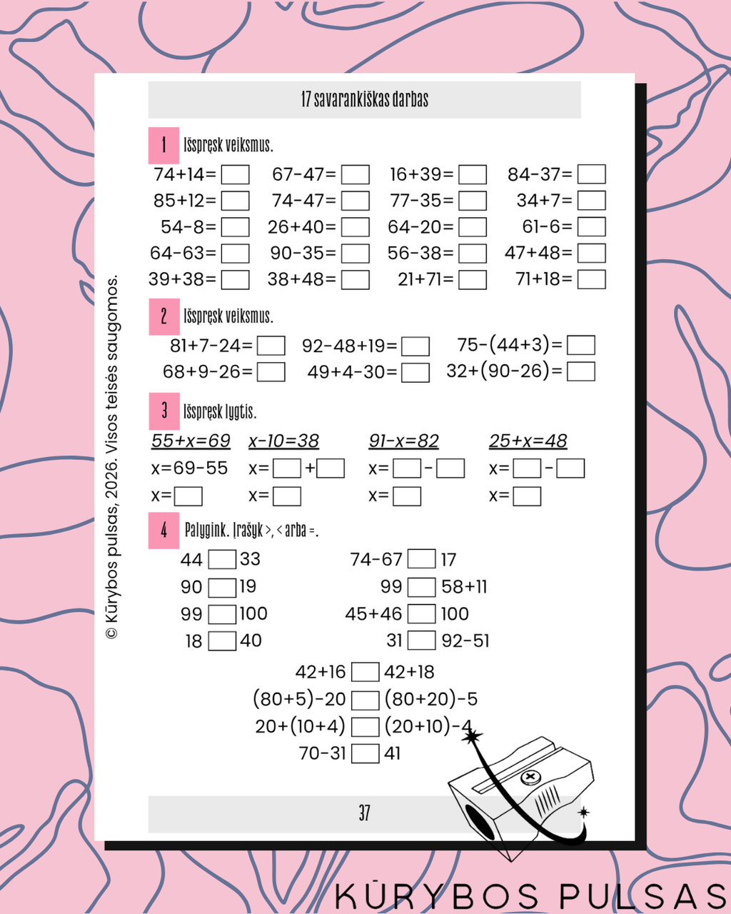 Savarankiško darbo užduotys 1–4 klasėms – RINKINYS (A5, spiralė)