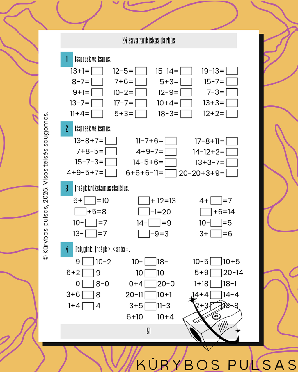 Savarankiško darbo užduotys 1–4 klasėms – RINKINYS (A5, spiralė)