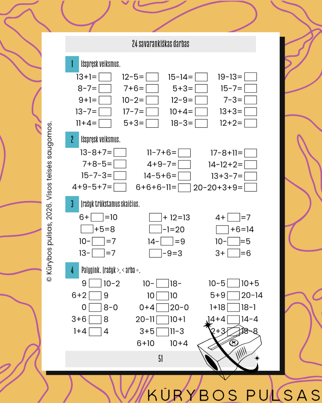 Savarankiško darbo užduotys 1–4 klasėms – RINKINYS (A5, spiralė)