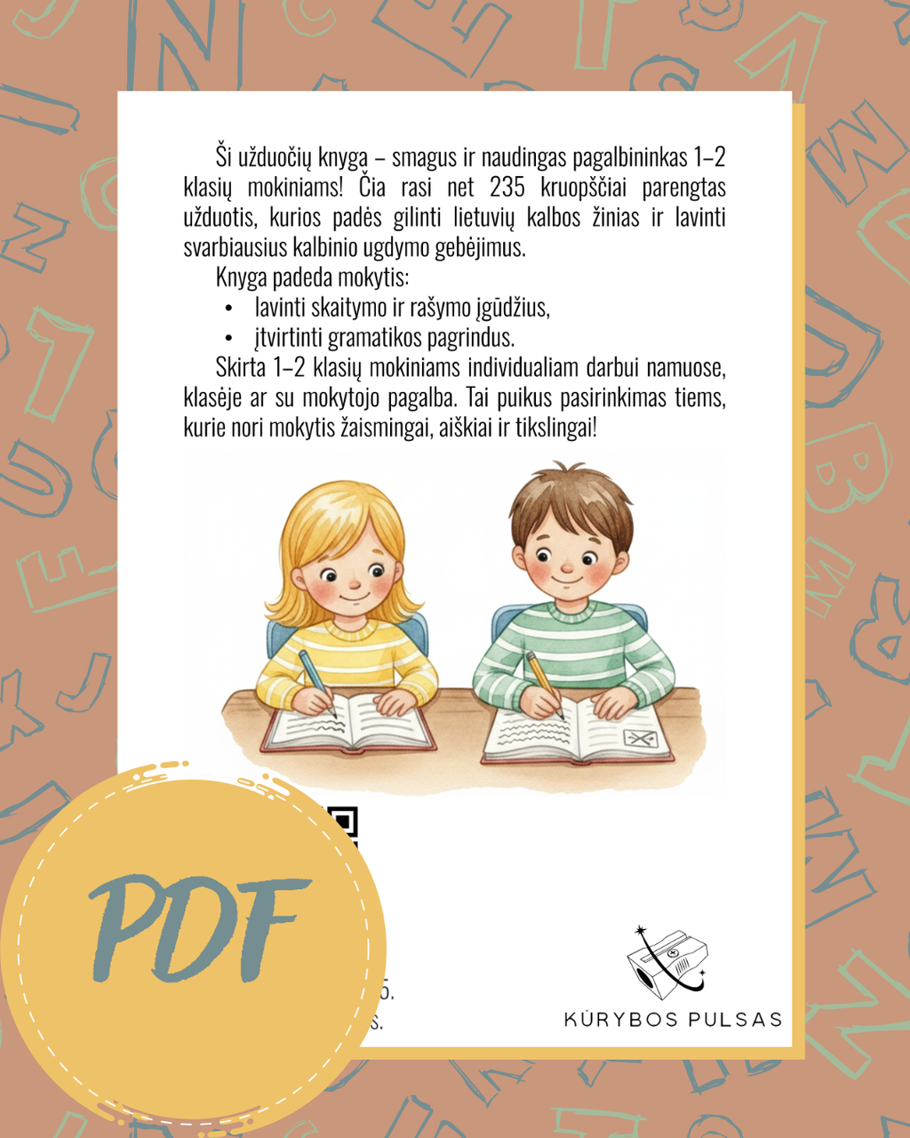 Lietuvių kalbos užduočių knyga 1–2 klasei (PDF)