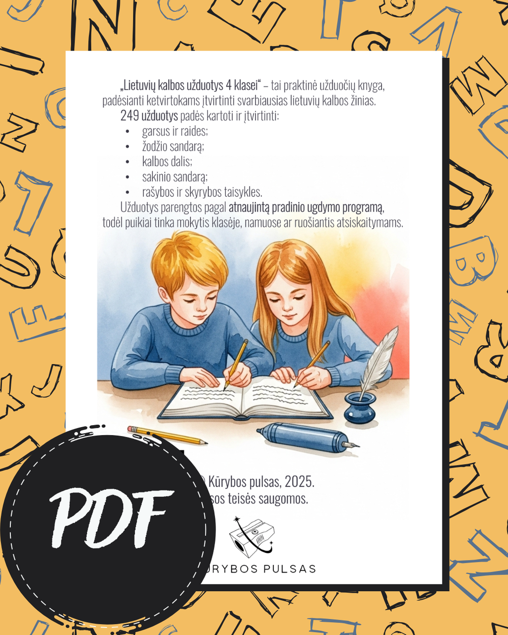 Lietuvių kalbos užduotys 4 klasei (PDF)
