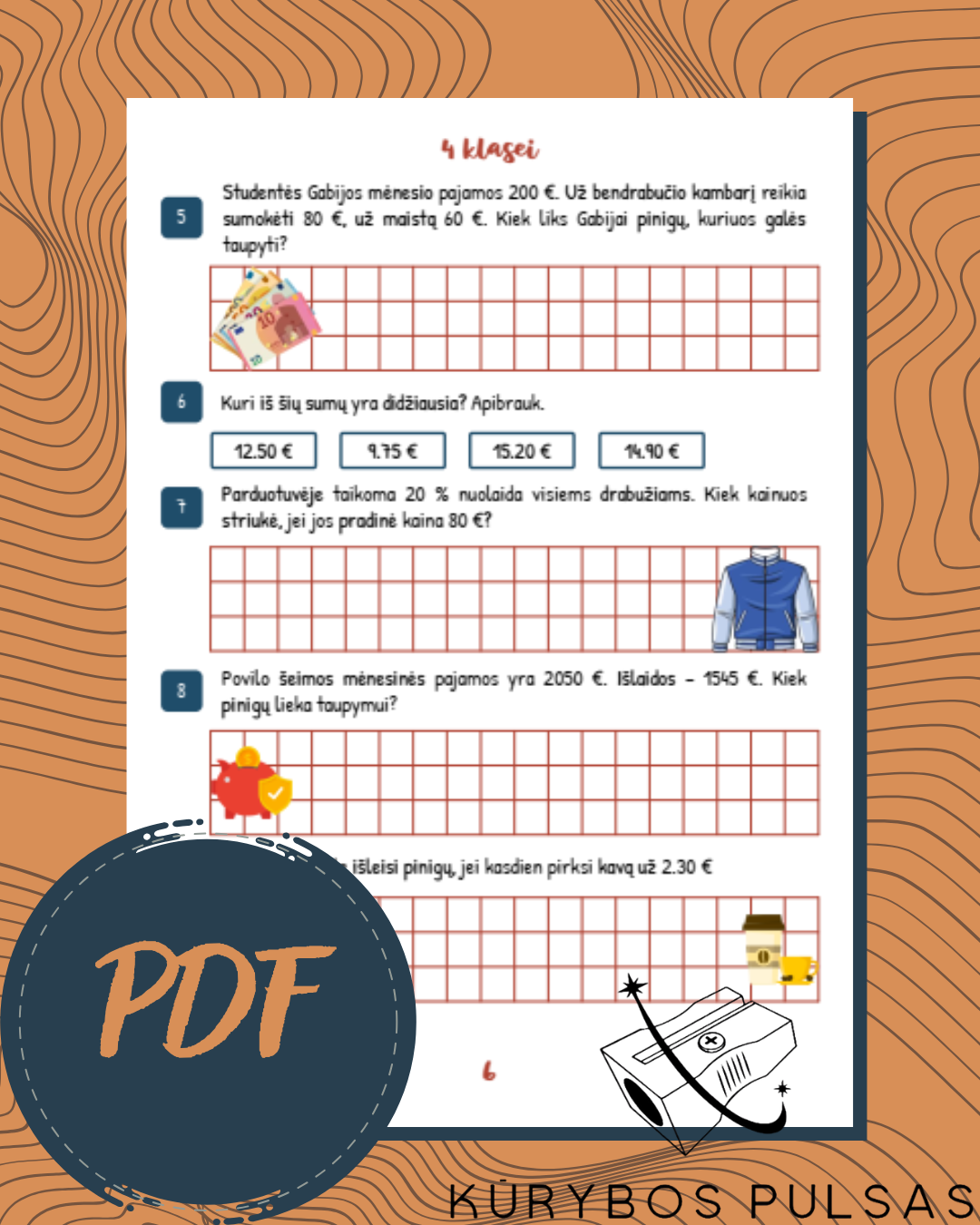 Knygelė „Finansiniai skaičiavimai“ 4 klasei (PDF)