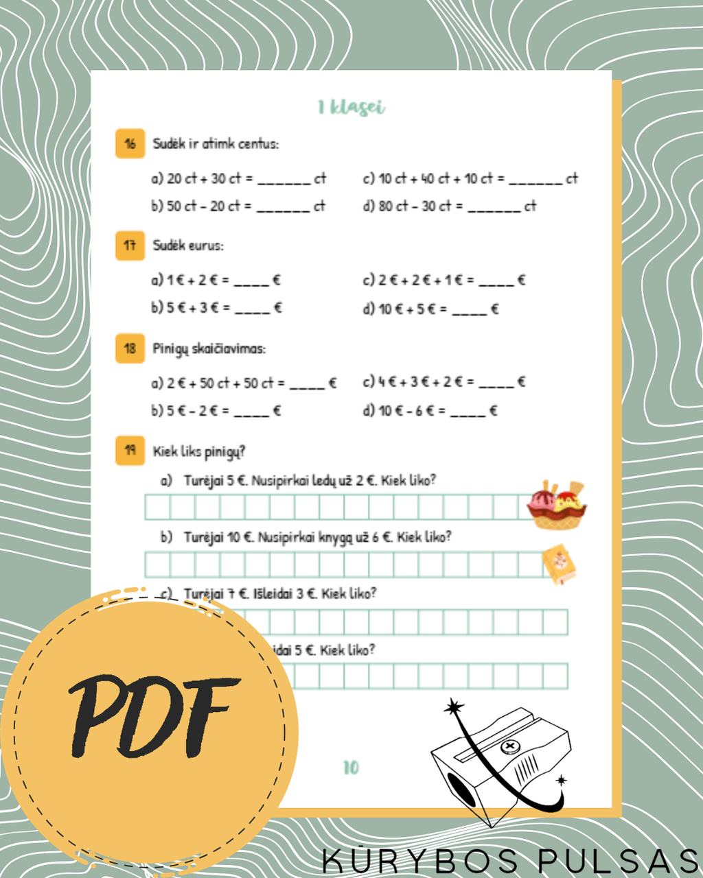 Knygelių „Finansiniai skaičiavimai“ 1–4 klasėms užduotys (PDF NEMOKAMAS)