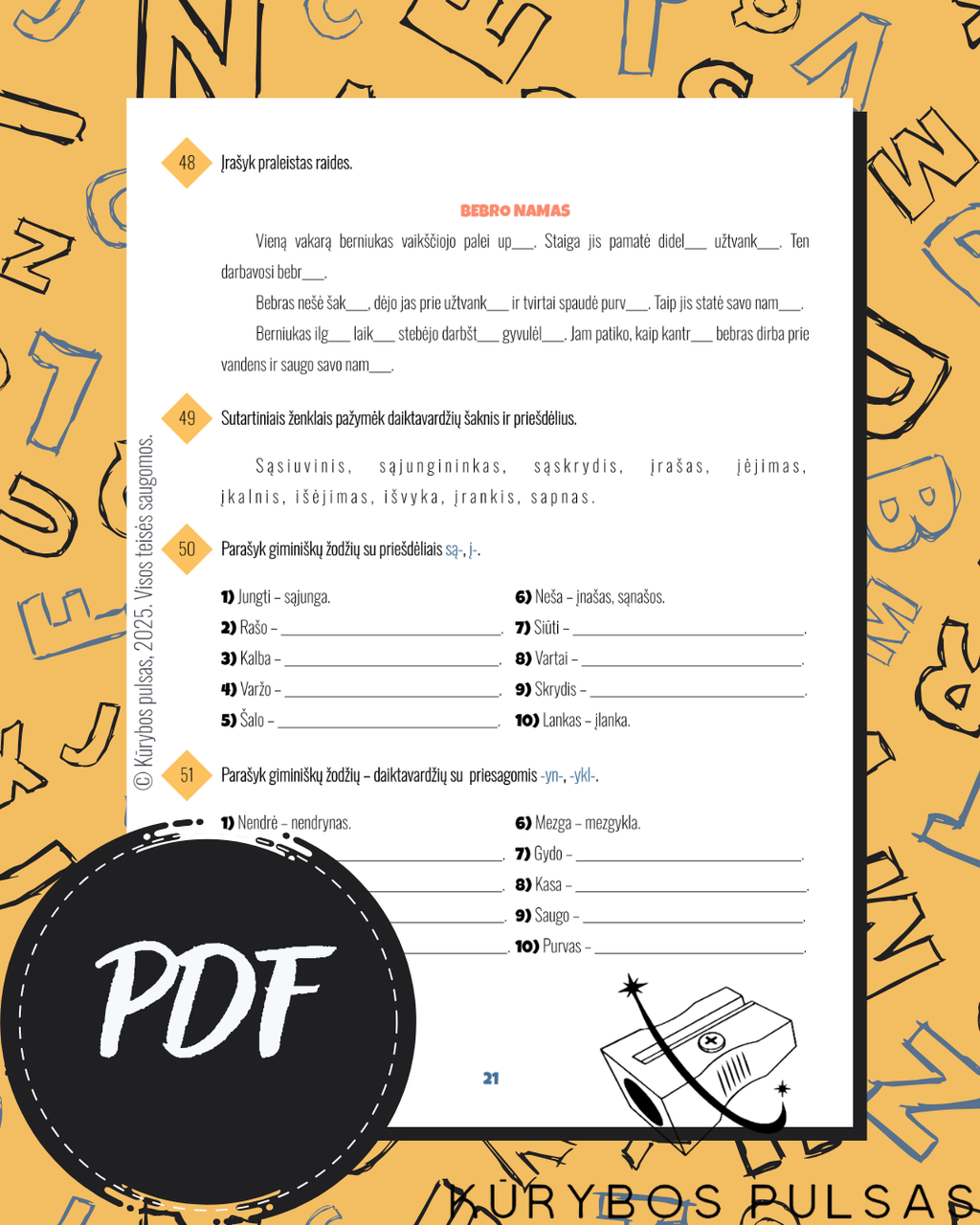 Lietuvių kalbos užduotys 4 klasei (PDF)