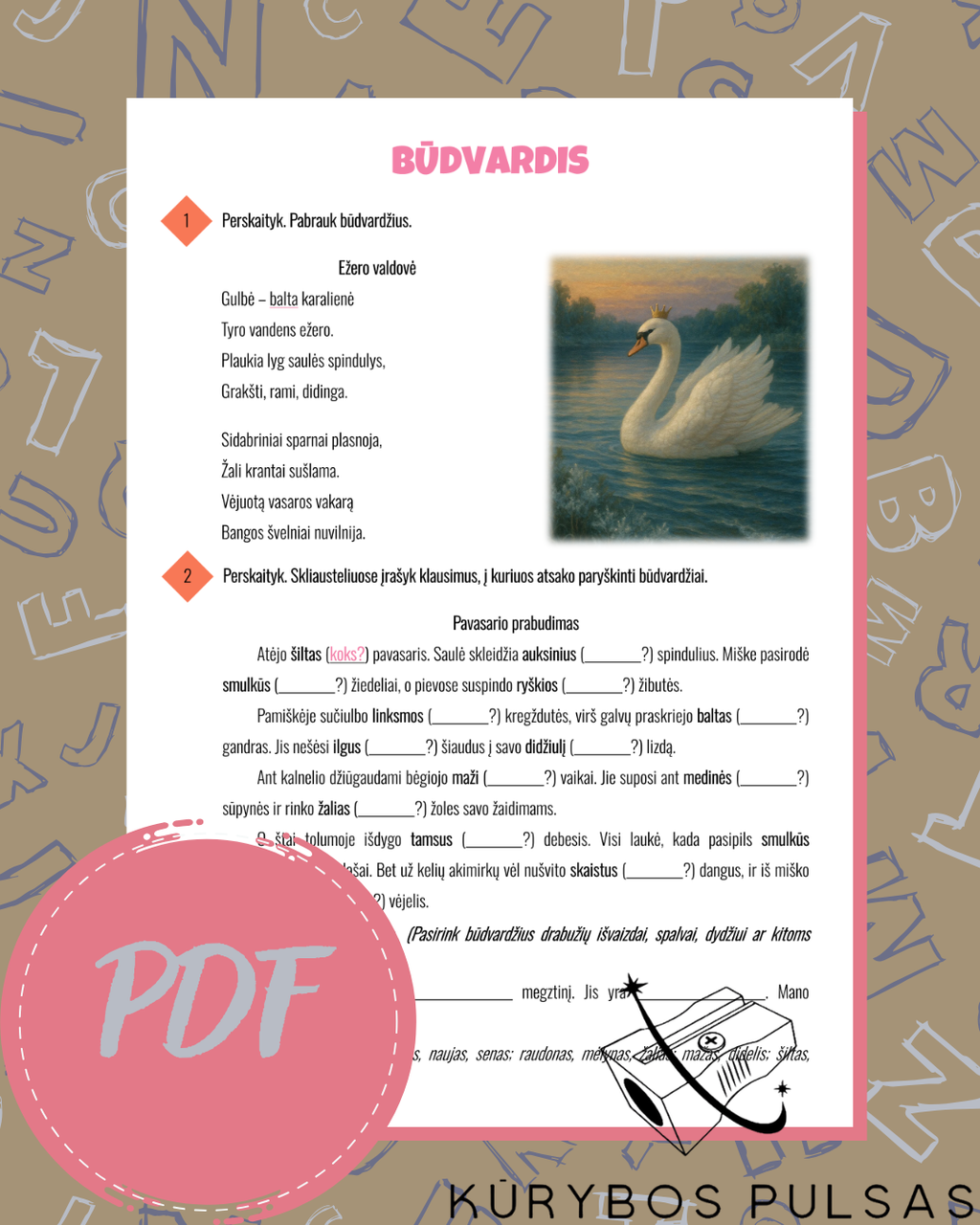 Lietuvių kalbos užduočių knyga 3 klasei (PDF)