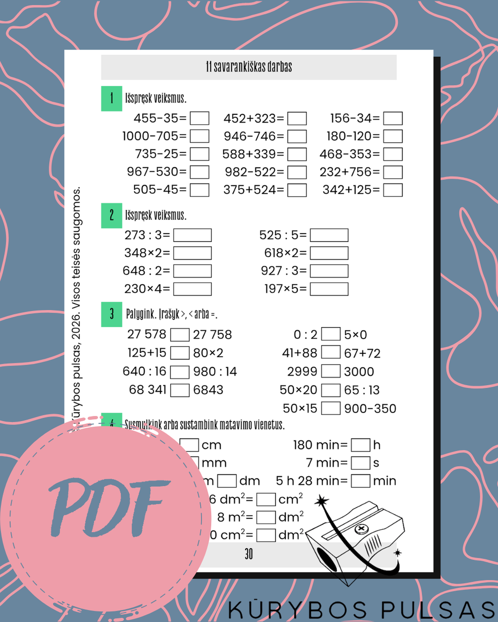 Savarankiško darbo užduotys 1–4 klasėms – rinkinys (PDF)