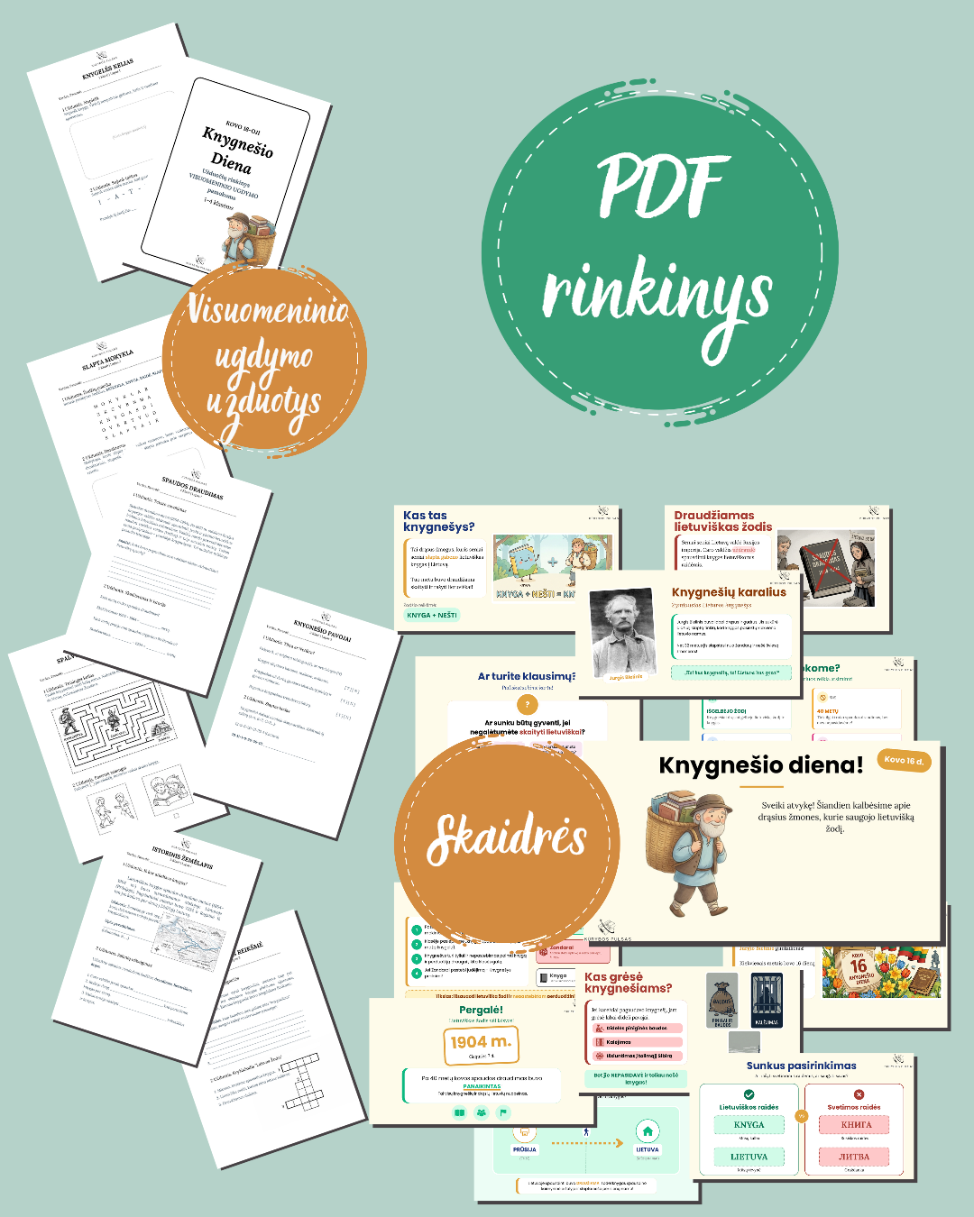 Knygnešio dienos pamokos rinkinys 1–4 klasėms (skaidrės + užduotys) PDF