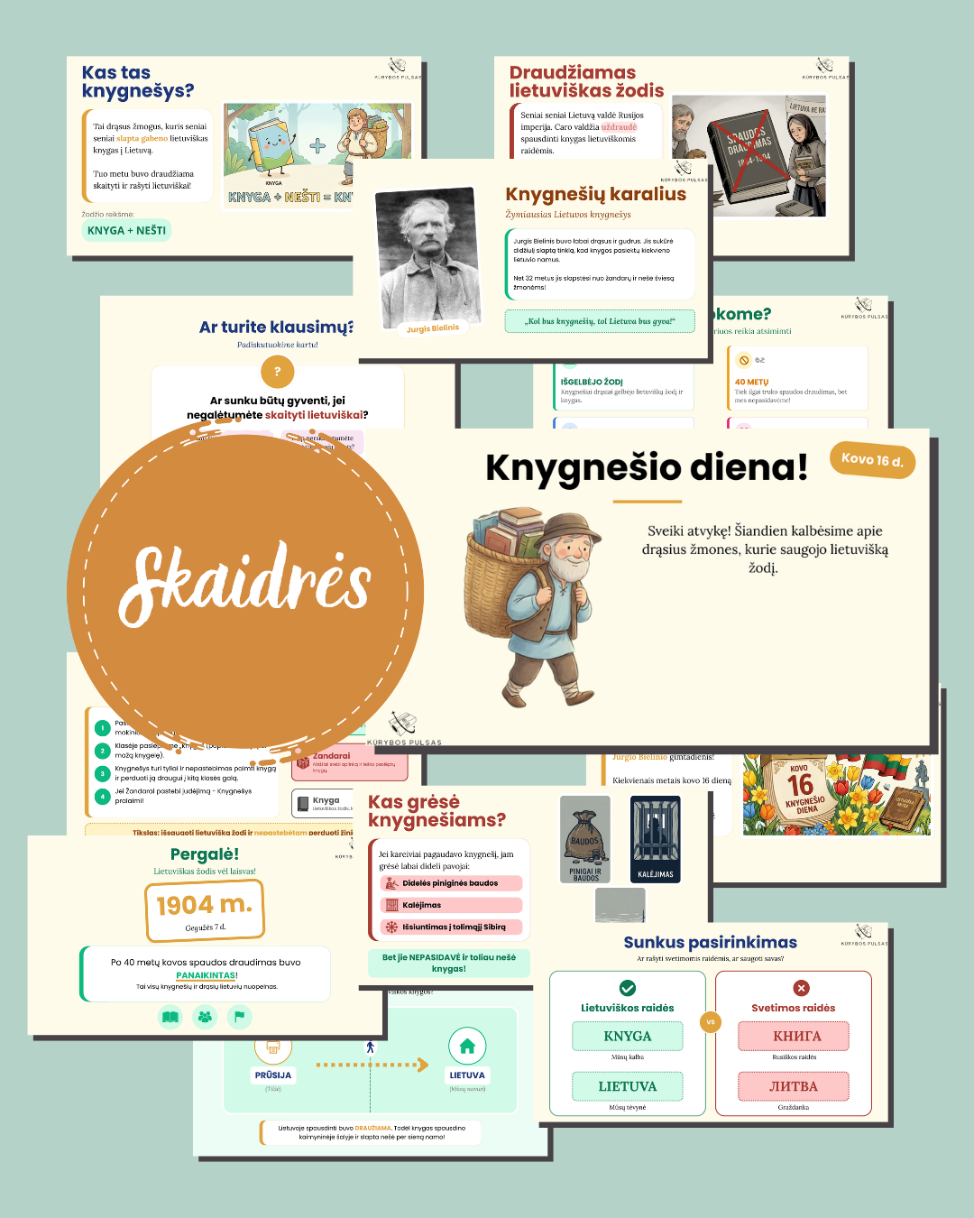 Knygnešio dienos pamokos rinkinys 1–4 klasėms (skaidrės + užduotys) PDF